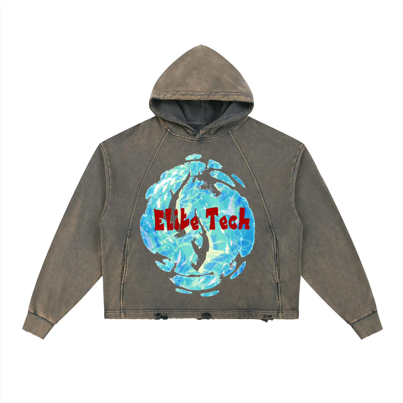 Vintage Washed Frayed-Hem Hoodie