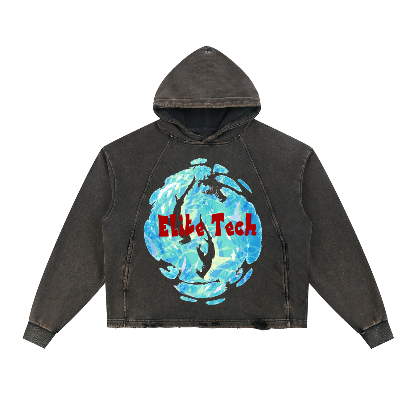 Vintage Washed Frayed-Hem Hoodie