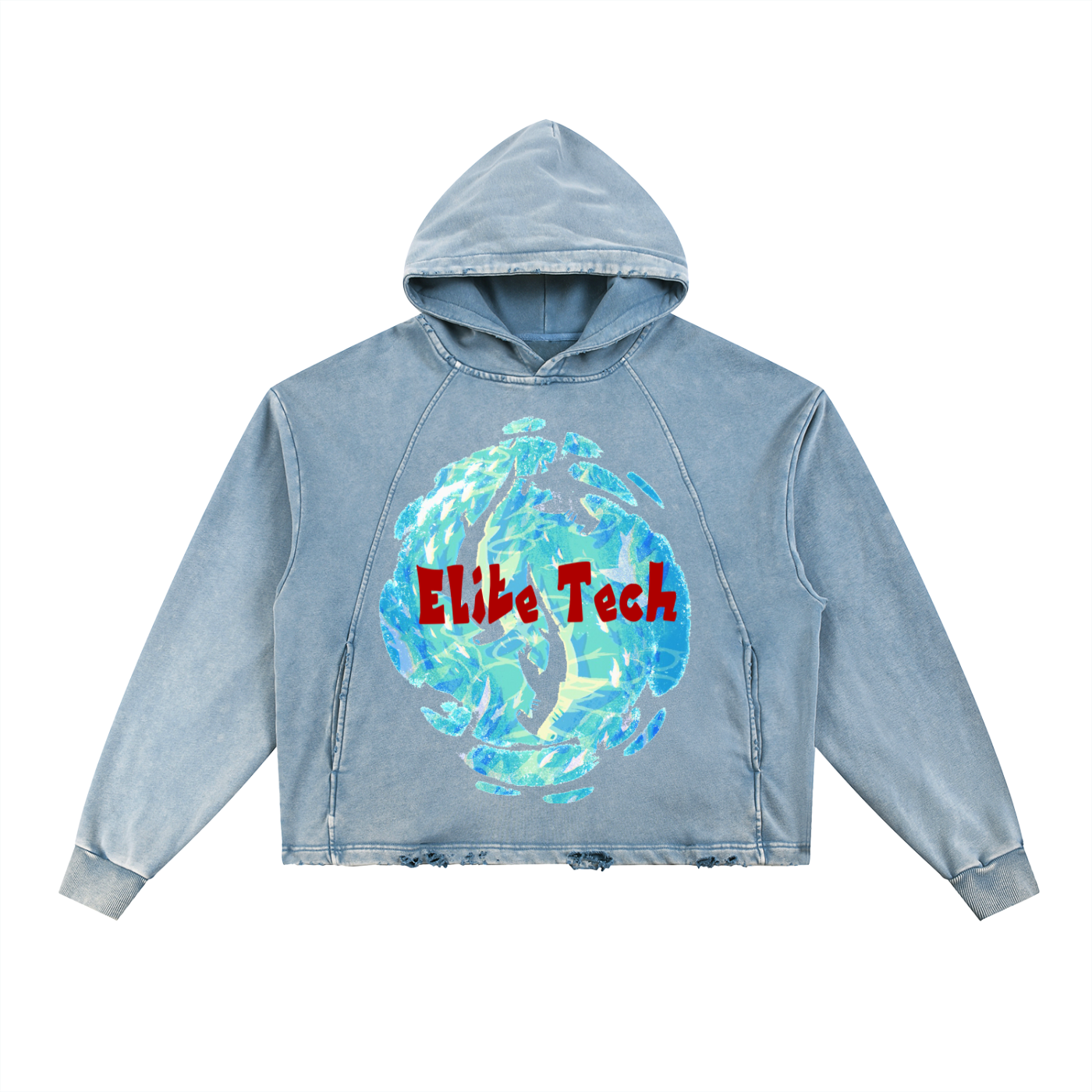 Vintage Washed Frayed-Hem Hoodie